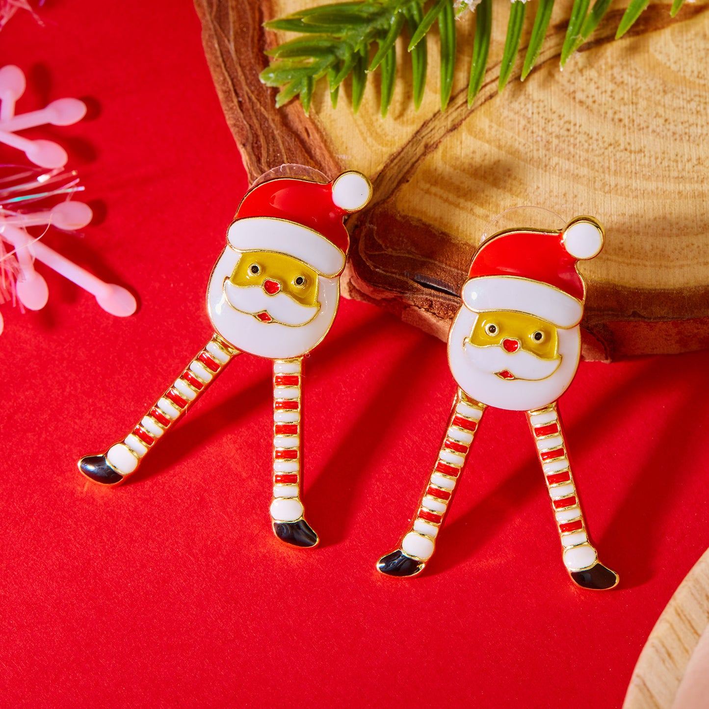 Whimsical Christmas Santa Claus Earrings for Women Alloy Studs with Enamel Finish Festive Holiday Jewelry