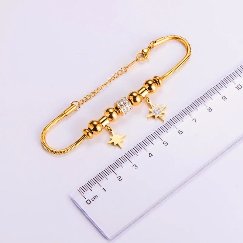 Bracciale Originale in Acciaio al Titanio Placcato con Rombi Geometrici per Uomo e Donna, Accessorio di Lusso Ispirato al Cosmo e alla Natura