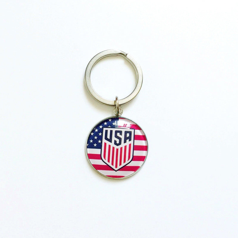 Sporty Round Stainless Steel Keychain National Football Team Souvenir Gift