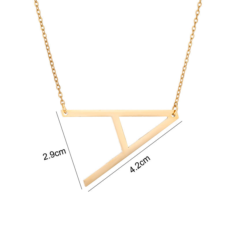 Collar Minimalista con Dije de Letra Chapado en Acero de Titanio para Mujer con Cadena de Eslabones Ajustable