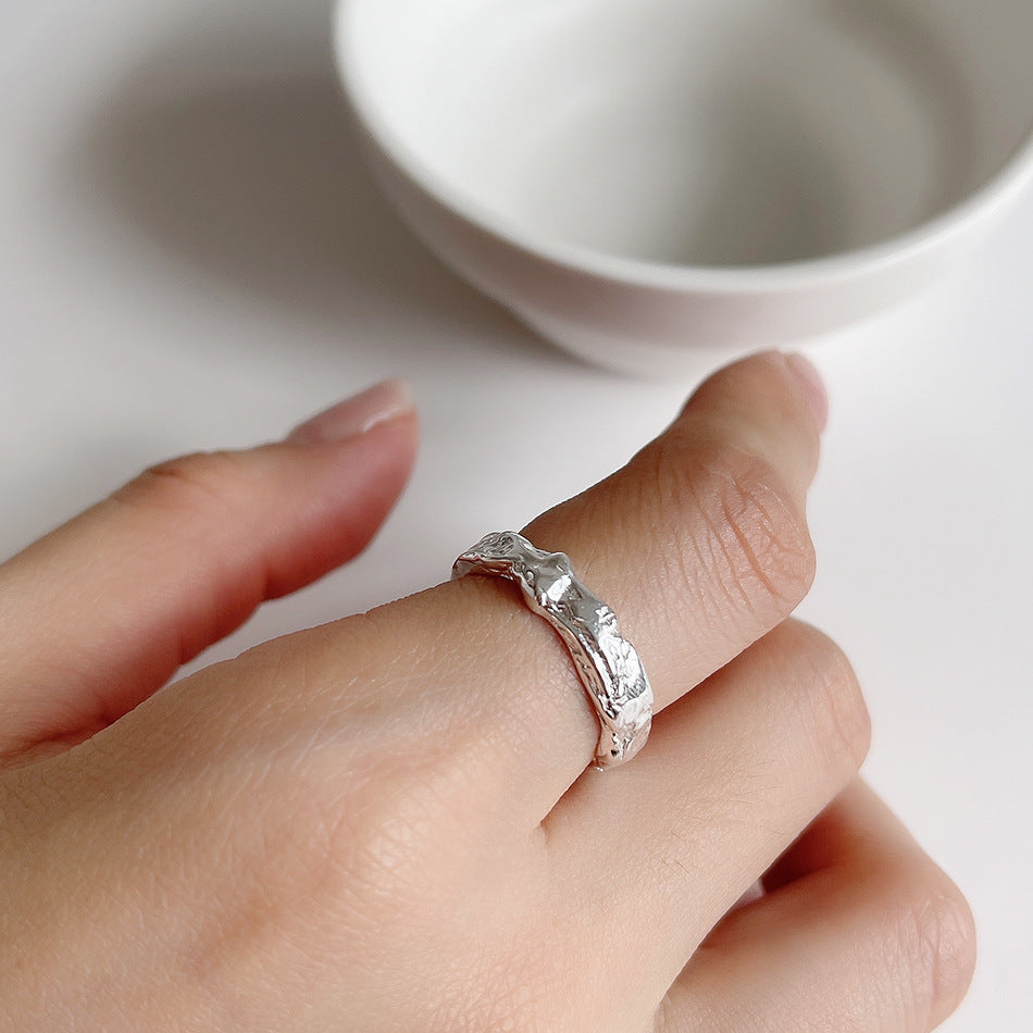 Anello floreale minimalista in argento sterling 925 con intarsio in agata nera, gioielli da donna regolabili