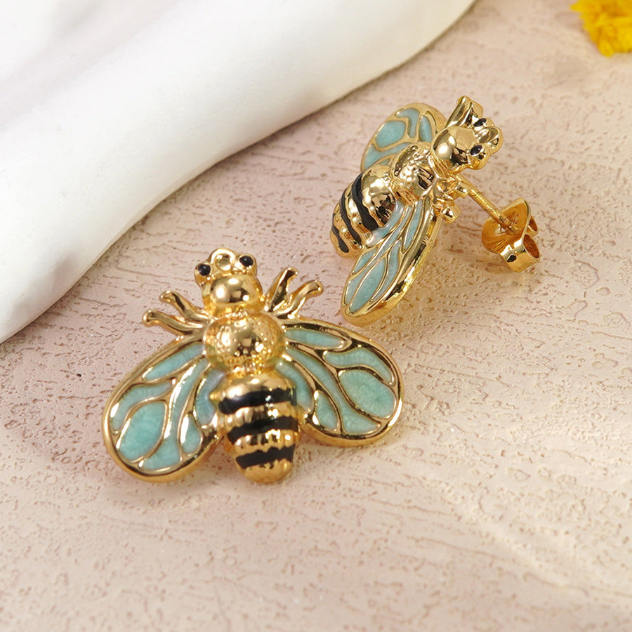 Sweet Colorful Drip Oil Animal Stainless Steel Earrings