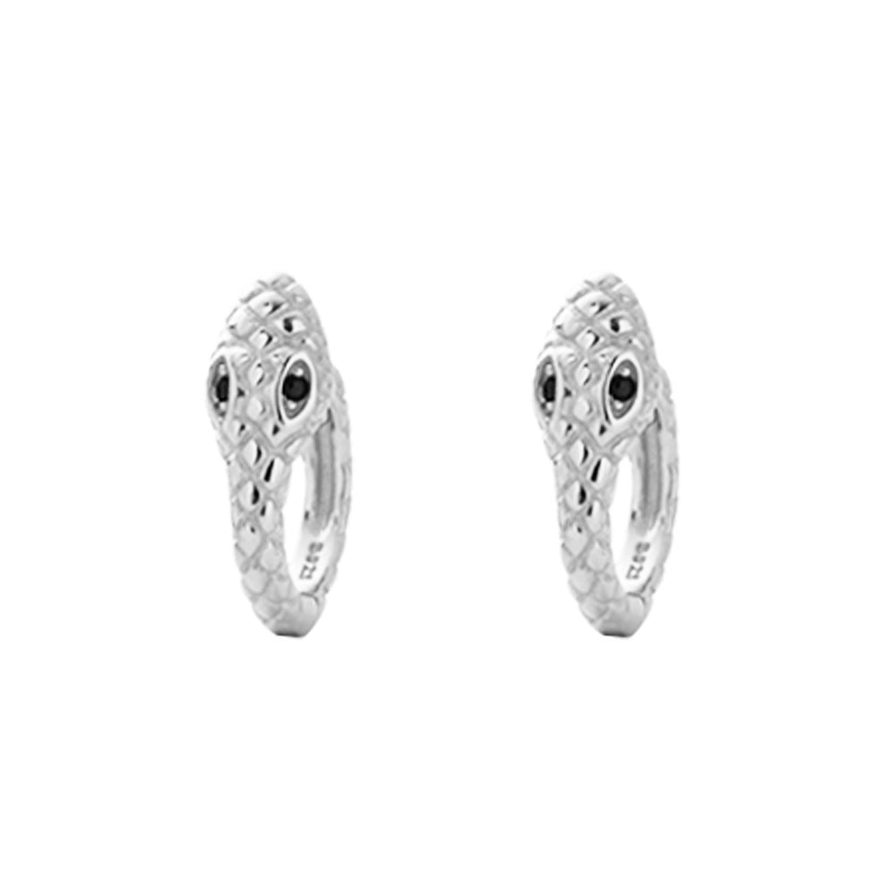 Orecchini a clip creativi a forma di animale in argento sterling S925 con intarsio di strass e finitura smaltata, unisex