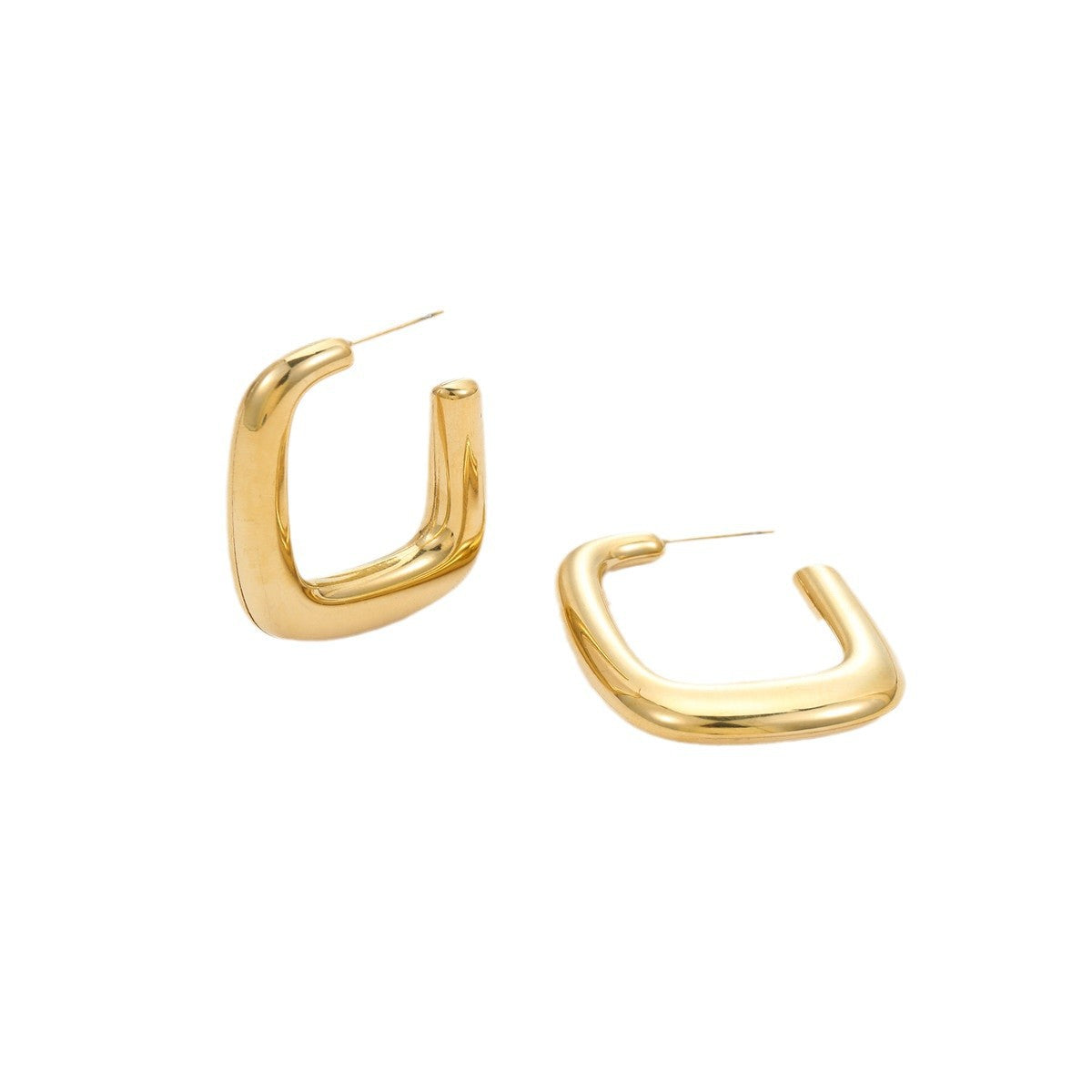 Pendientes huecos en forma de U de acero inoxidable estilo vintage con chapado en oro de 18 quilates para mujer