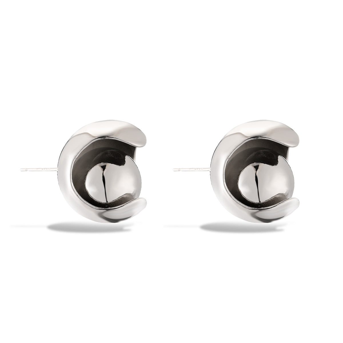 Minimalist Geometric Copper Ball Stud Earrings with Micro-Pavé Detailing for Women