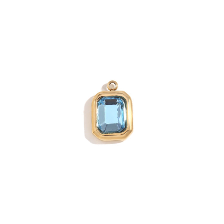 Minimalist Geometric Square Glass Pendant for Women Stainless Steel with 18K Gold Plating