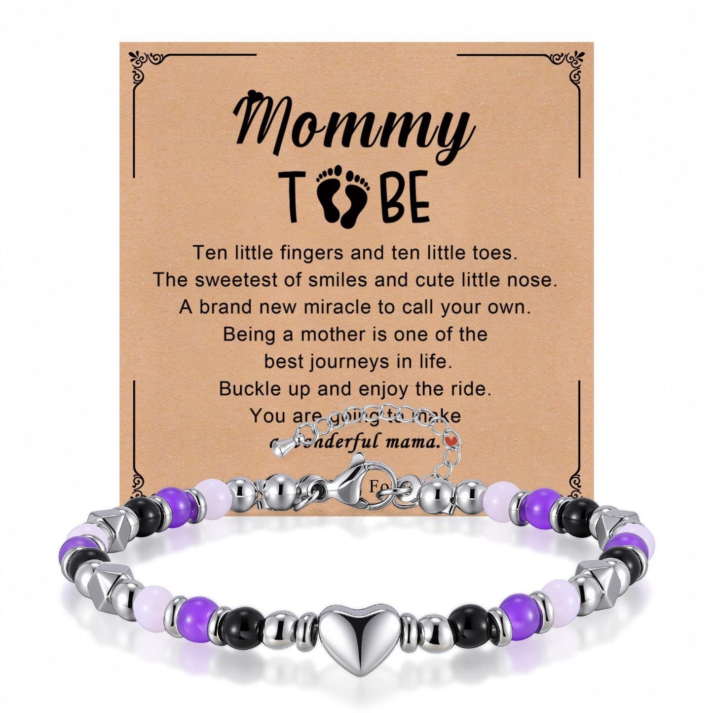 Luxury Heart Geometric Obsidian Amethyst Rose Quartz Bracelet for Women