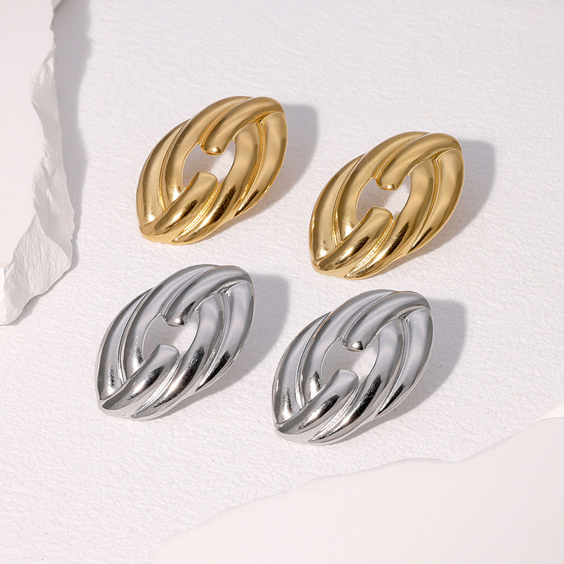 Orecchini a perno geometrici minimalisti in acciaio inossidabile da donna con placcatura in oro 18 carati e perni in acciaio al titanio