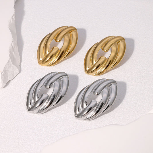 Minimalist Geometric Stainless Steel Earrings for Women with 18K Gold Plating Titanium Steel Posts