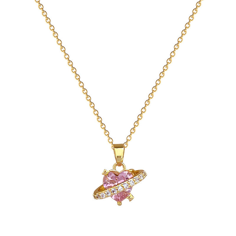 Collana Lusso Cuore Geometrico da Donna e Uomo Acciaio Inossidabile con Strass Pendente a Catena