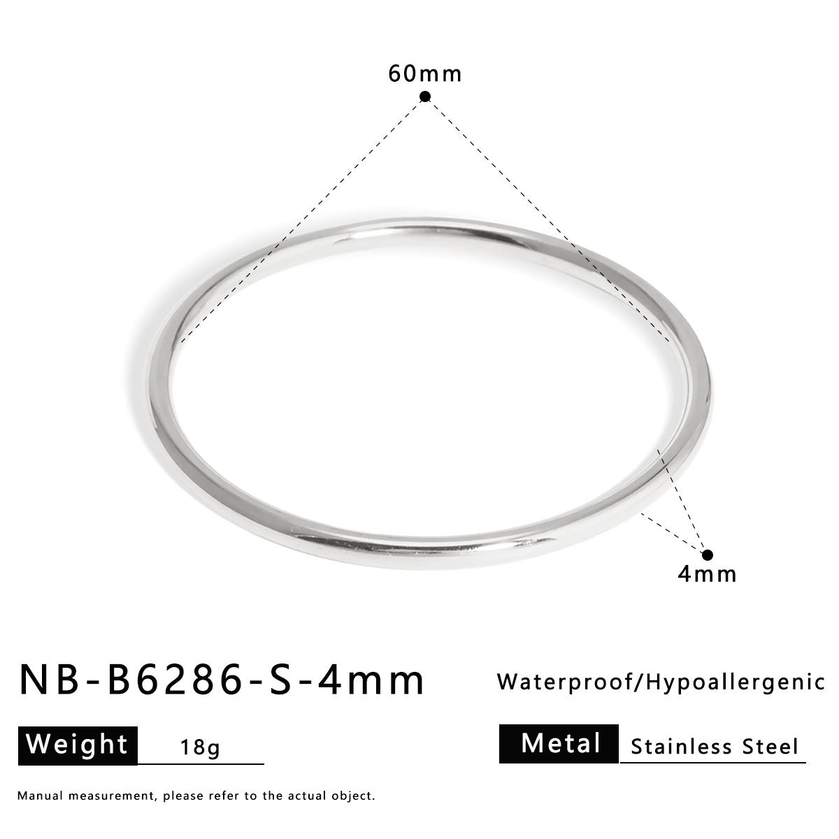 Bracciale Rotondo Minimalista Vintage in Acciaio al Titanio Massiccio da Donna con Placcatura in Oro 18K