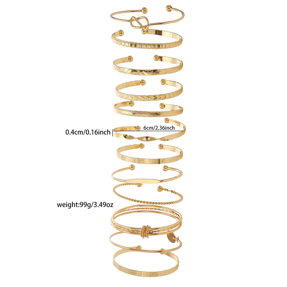 Vintage Punk Geometric Twisted Rope Iron Plated Bracelet Set