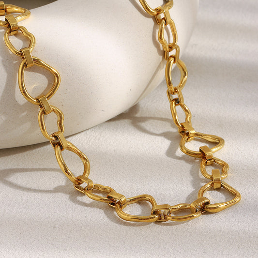 Collana da donna hip hop placcata oro 18 carati in acciaio inossidabile geometrica minimalista