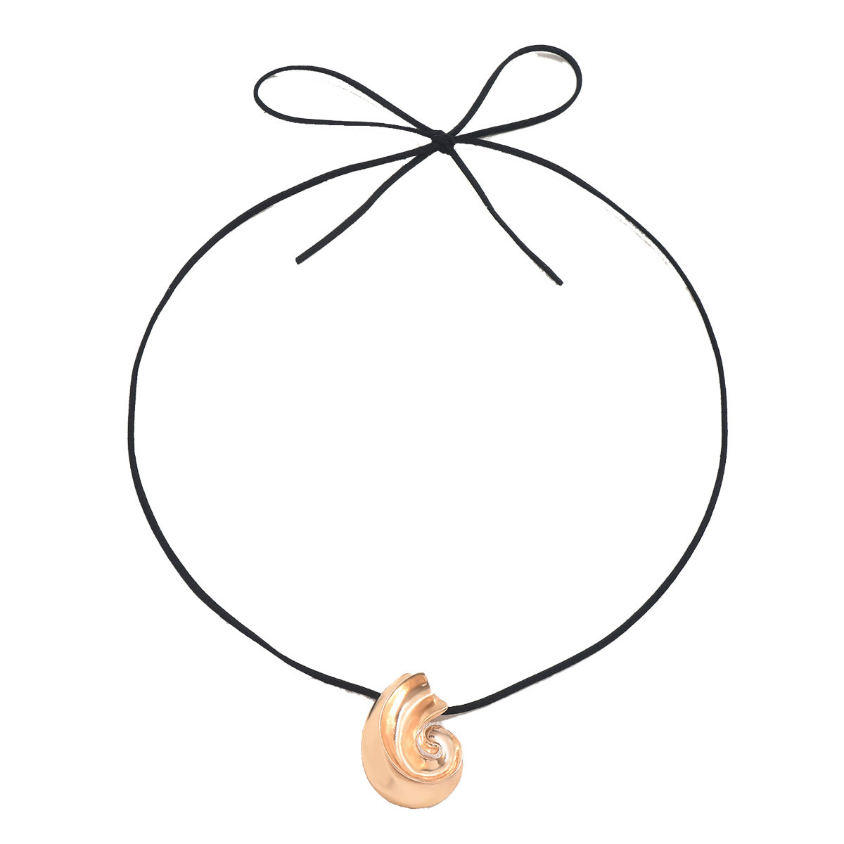Collana da donna a pendente con conchiglia minimalista in lega di zinco con finitura galvanizzata, catena lunga a clavicola con design geometrico