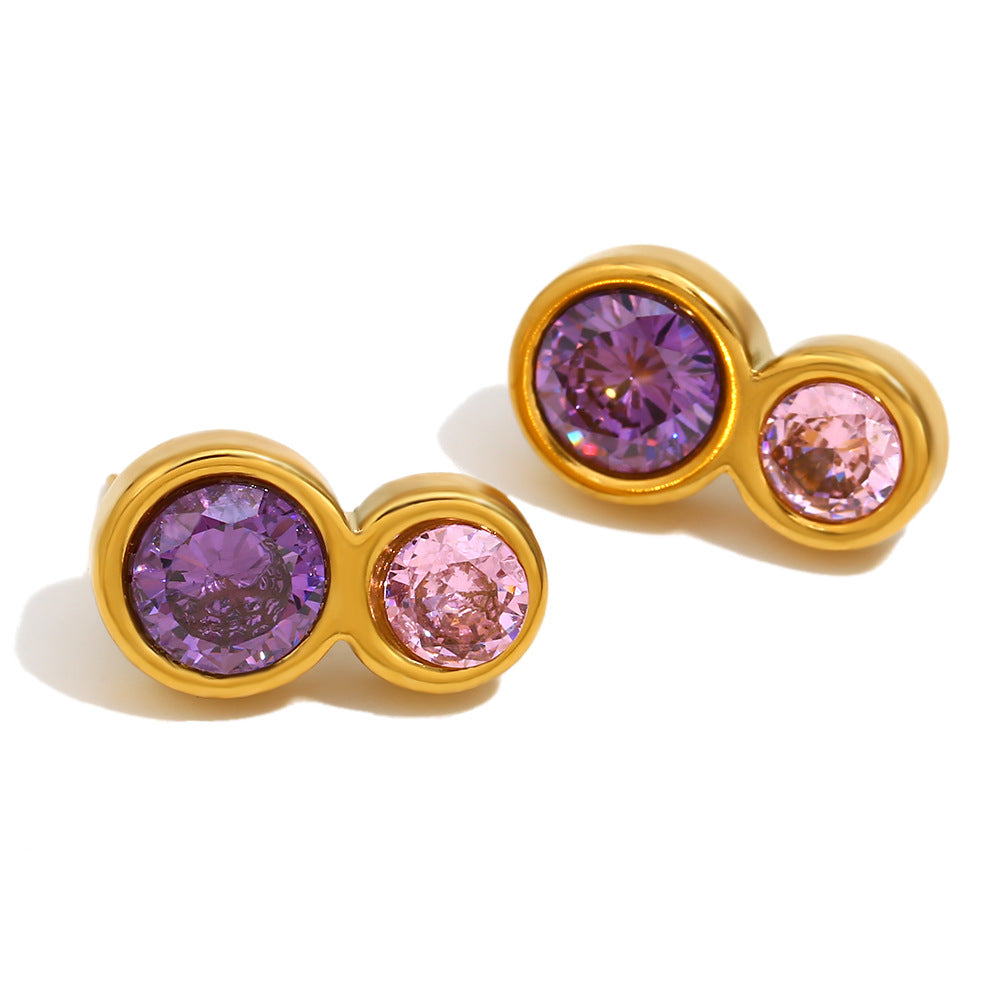Orecchini tondi geometrici minimalisti moderni in acciaio inossidabile con placcatura in oro 18 carati da donna