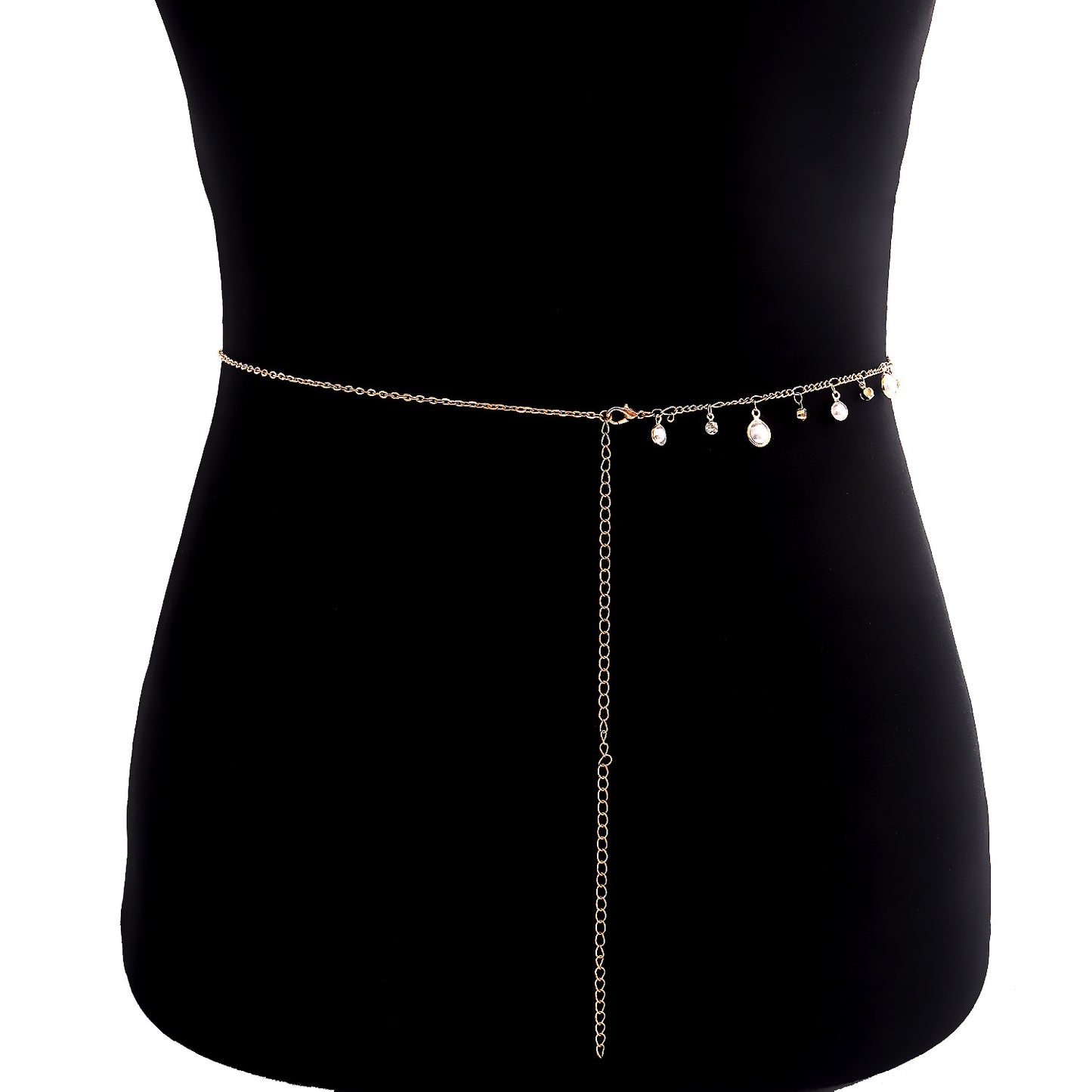 Punk Style Fringe Pearl-Look Zircon Pendant Waist Chain for Women in Metal