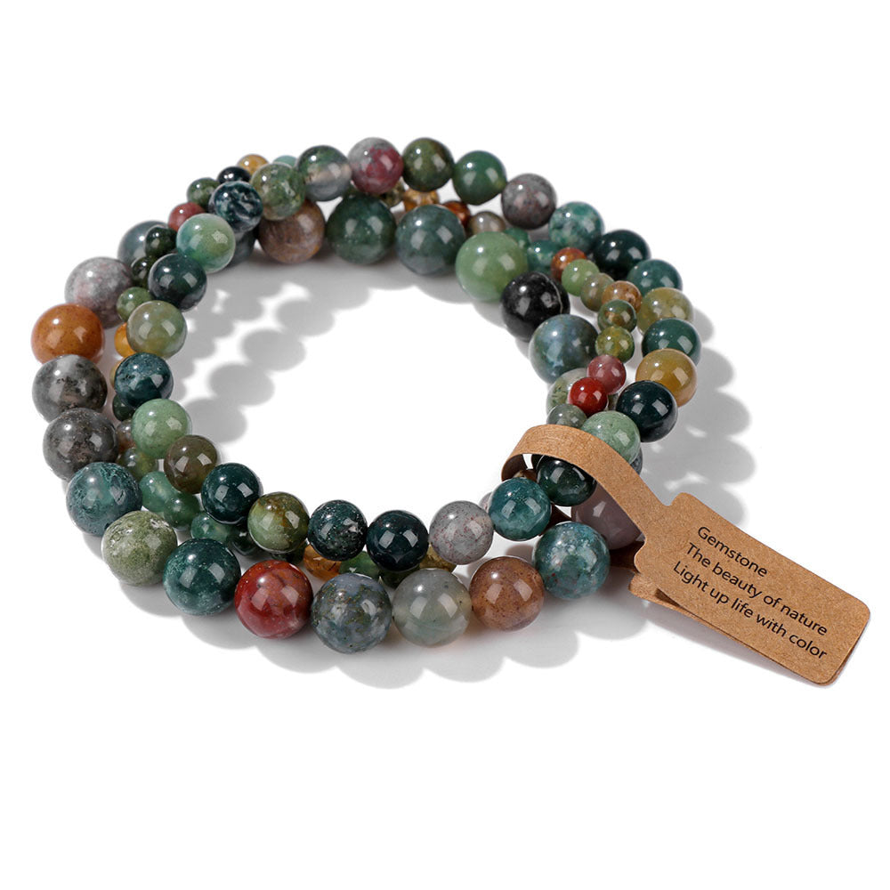 Vintage Minimalist Geometric Stone Beaded Stretch Bracelet Set Unisex Jewelry