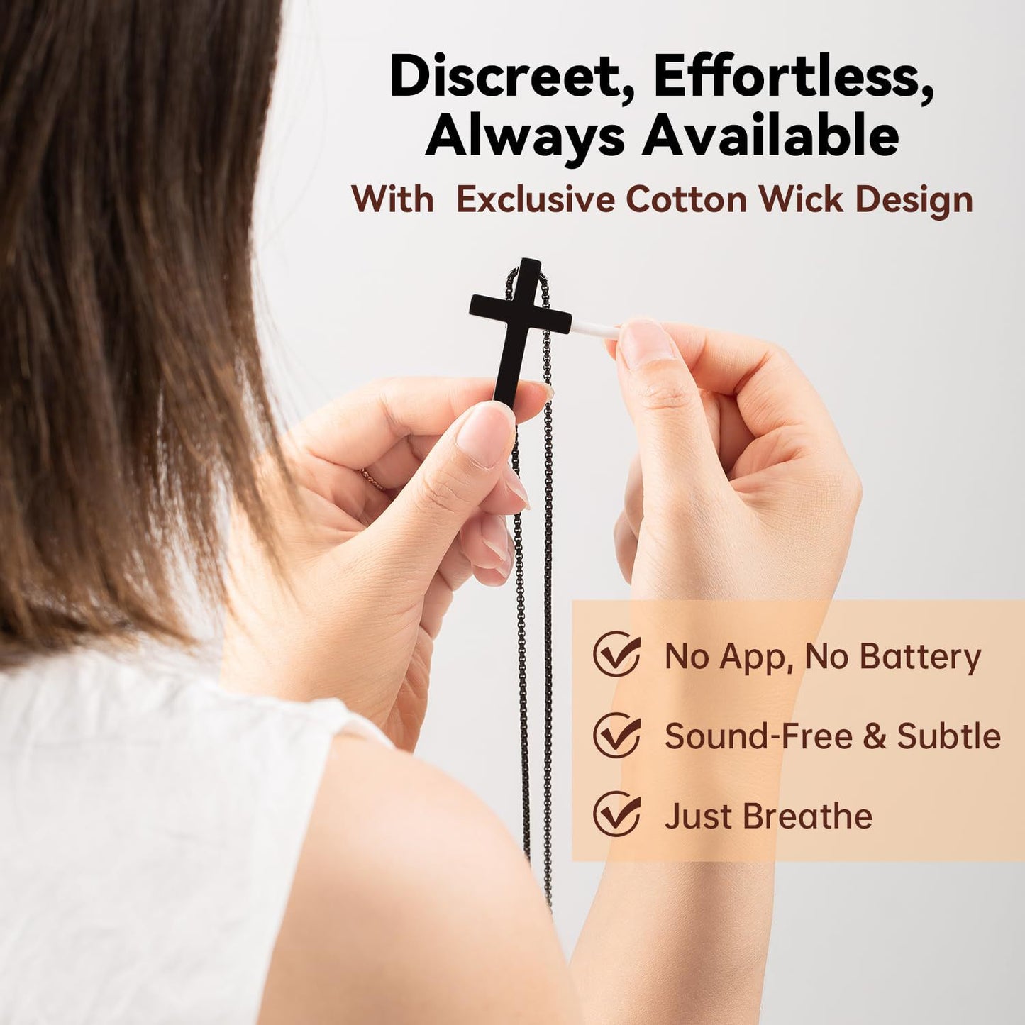 Stainless Steel Cross Pendant Necklace with Titanium Steel Charm for Aromatherapy Inhalation Stress Relief Mindfulness Breathing