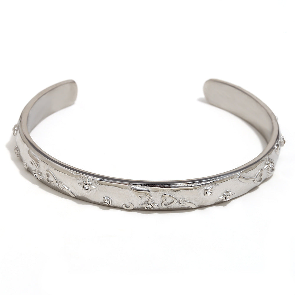 Elegant Geometric 18K Gold Plated Stainless Steel Ring Bracelet Earring Set for Women