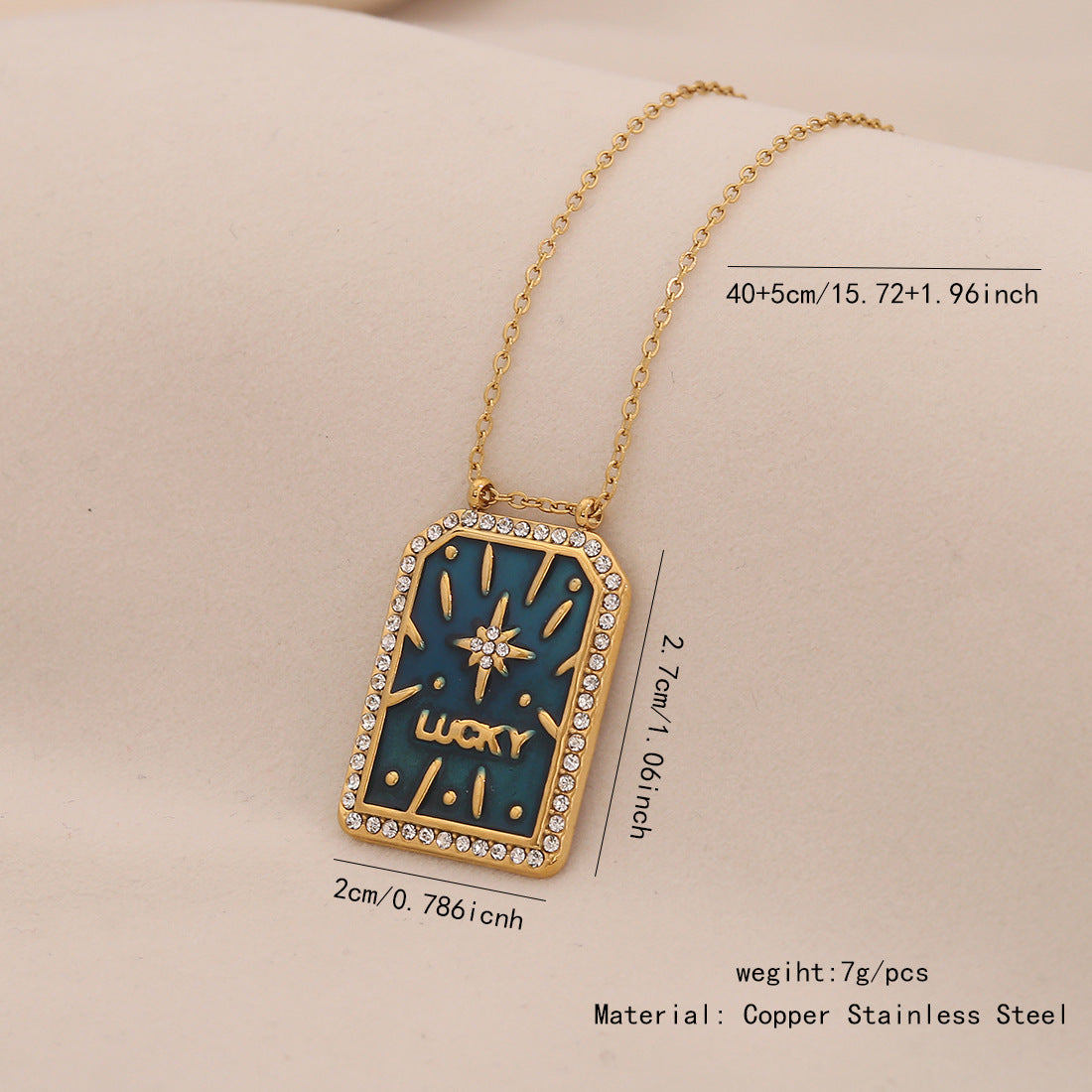 Vintage Heart-Shaped Stainless Steel Pendant Necklace with Gold Plating and Tarot Design