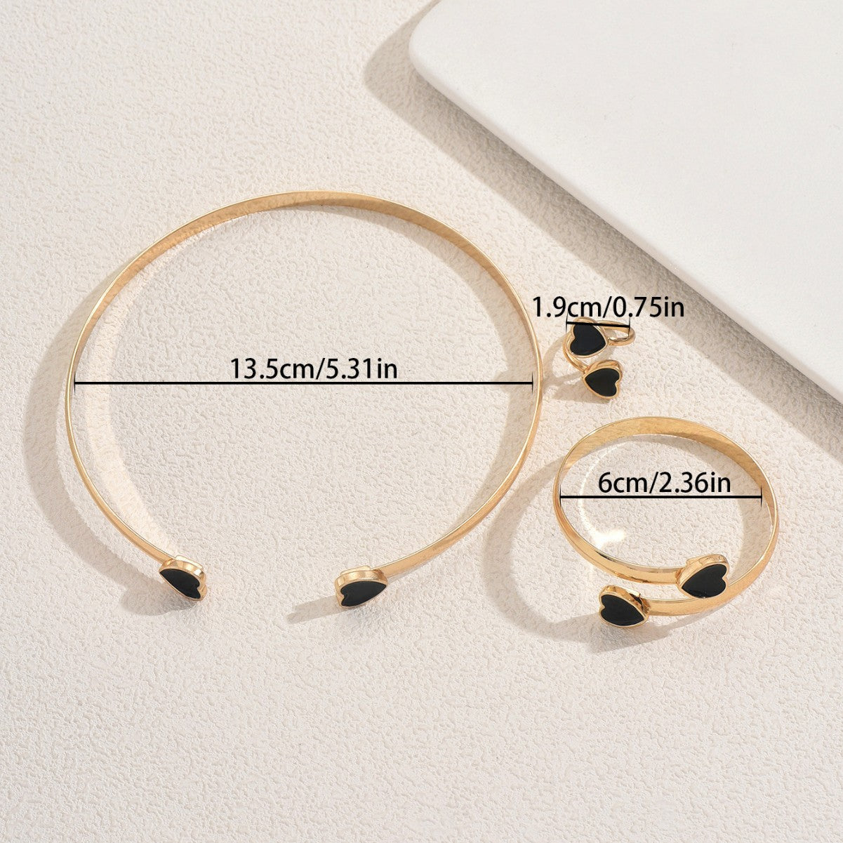 Minimalist Geometric Heart Pendant Necklace and Bracelet Set in Alloy with Enamel Finish for Women