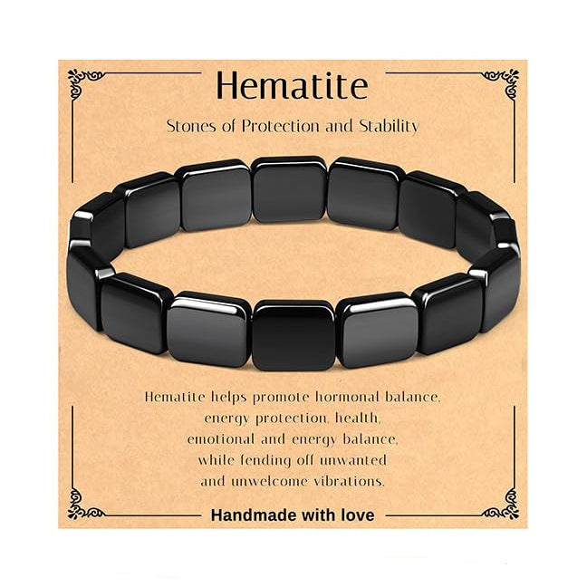 Minimalist Geometric Hematite Beaded Bracelet Unisex Elastic Stretch Bangle Business Casual Jewelry