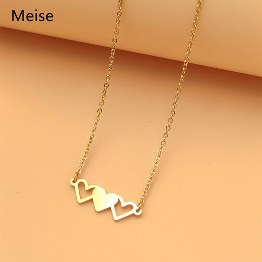 Collar Minimalista de Acero Inoxidable con Forma de Corazón, con Colgante de Acero de Titanio y Acabado Chapado para Mujer