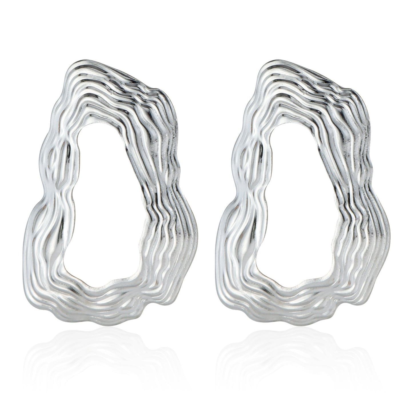 Pendientes minimalistas de círculo ondulado irregular para mujer, chapados en aleación, geométricos con patrón de ondas de agua texturizadas