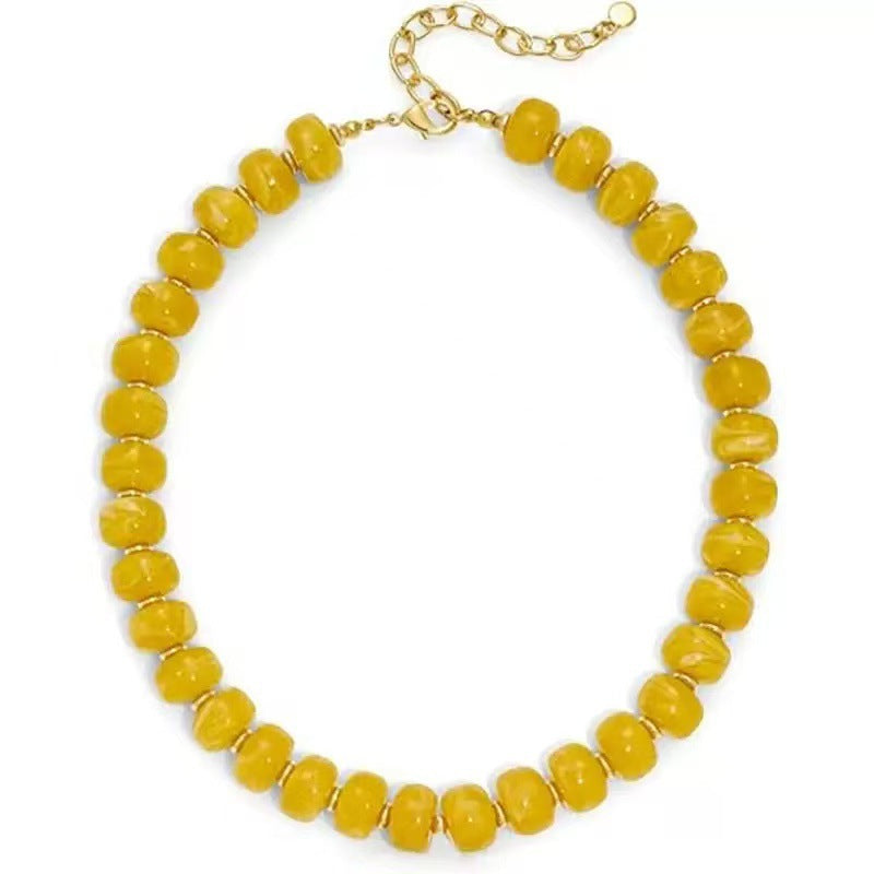 Luxury Heart Resin Pendant Acrylic Bead Necklace for Women