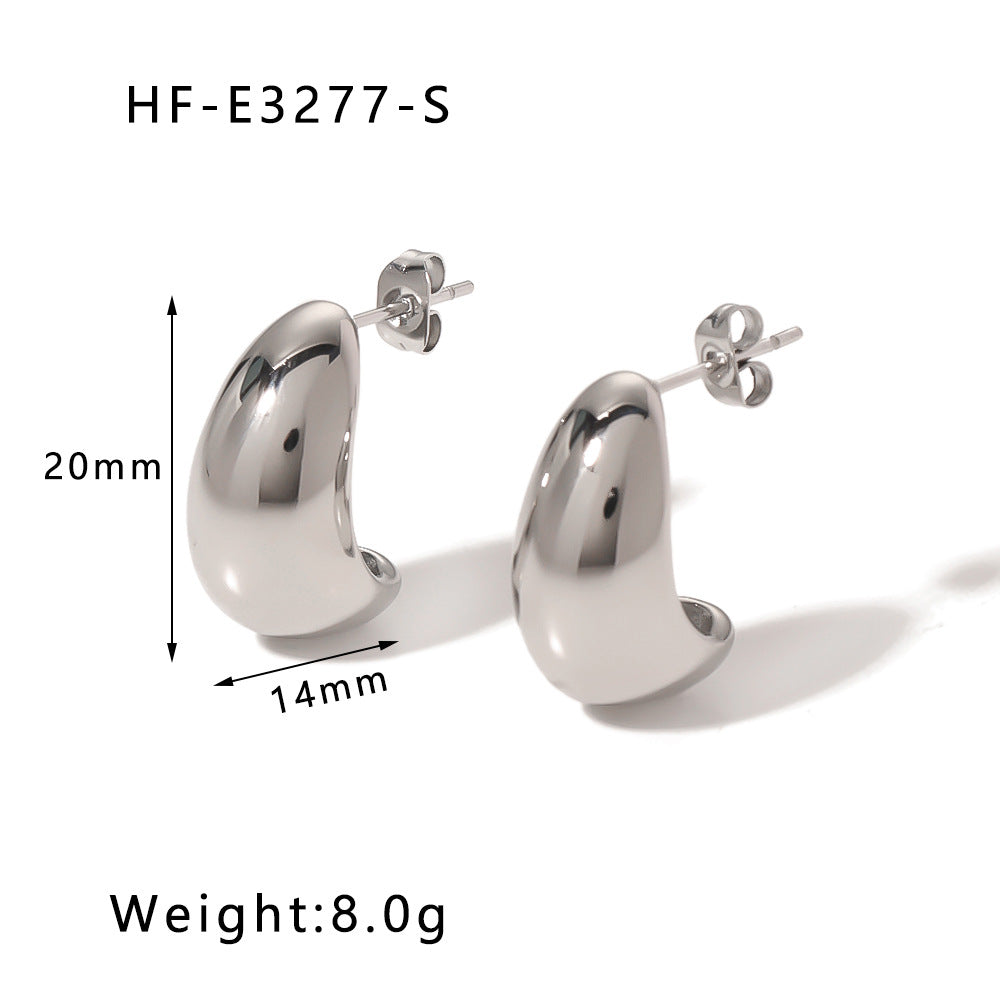 Ins Style Heart Shaped 18K Gold Plated Titanium Steel Statement Earrings with Geometric and Irregular Circle Design