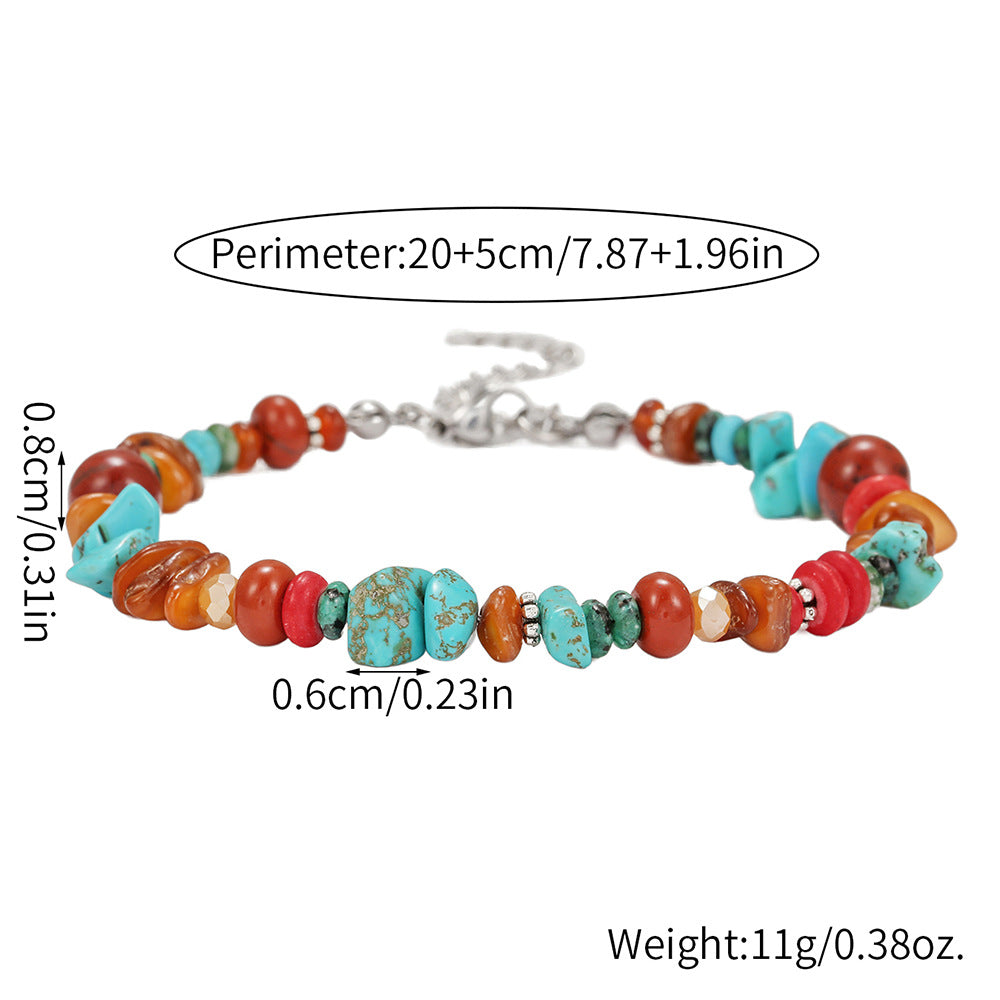 Handmade Geometric Round Irregular Turquoise Bracelet Unisex