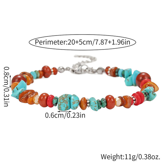 Handmade Geometric Round Irregular Turquoise Bracelet Unisex
