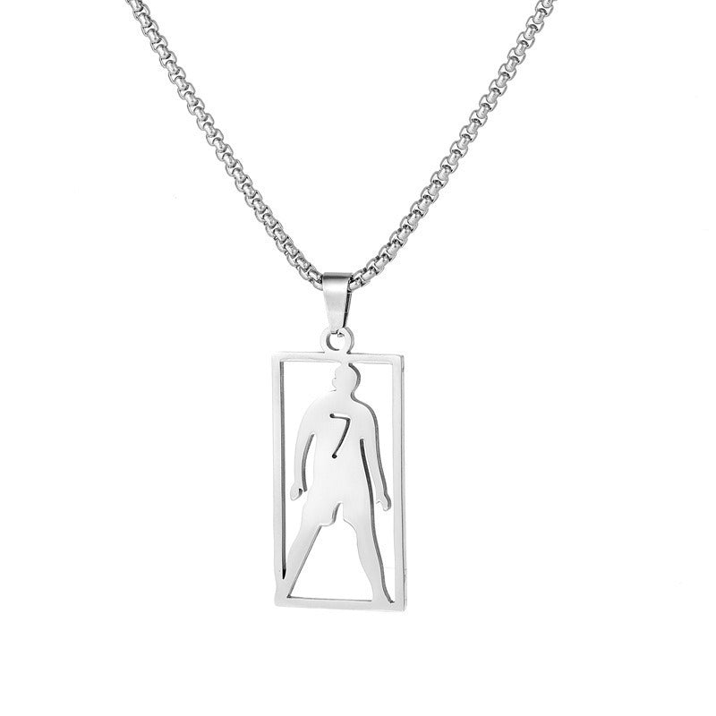Hip-hop Streetwear Polished Titanium Steel Round Geometric Pendant Necklace for Men