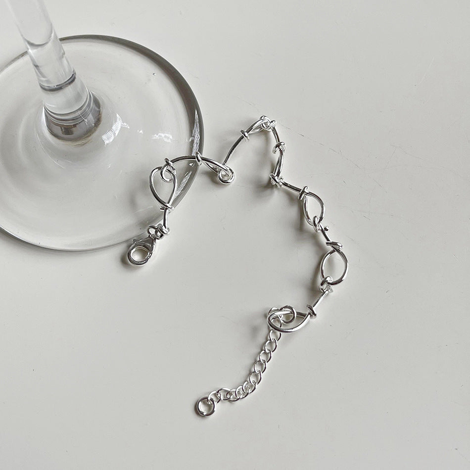 Bracciale da donna in argento sterling 925 intrecciato geometrico unico