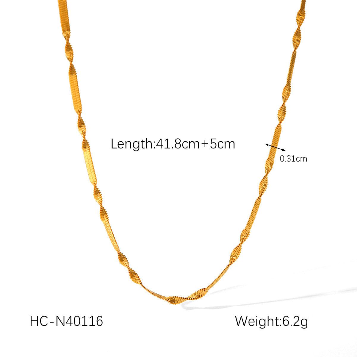 Trendy Geometric 18K Gold Plated Stainless Steel Snake Chain Necklace for Women