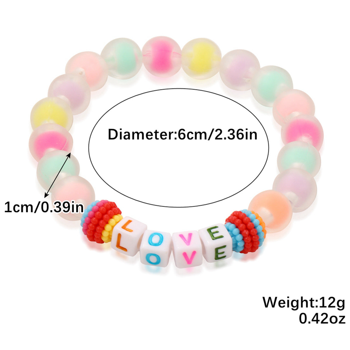 Set di bracciali in acrilico lucido a forma di cuore con lettere stile bohémien per donna