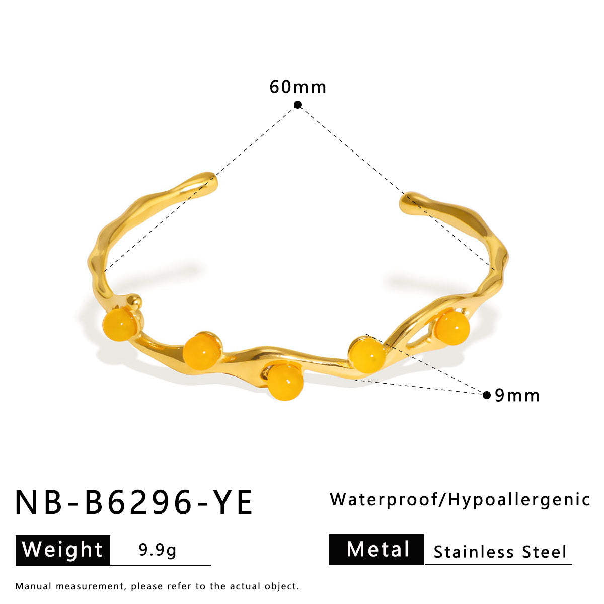Vintage Style Titanium Steel Open Bangle for Women with Natural Stone and Pearl Inlay Geometric Design