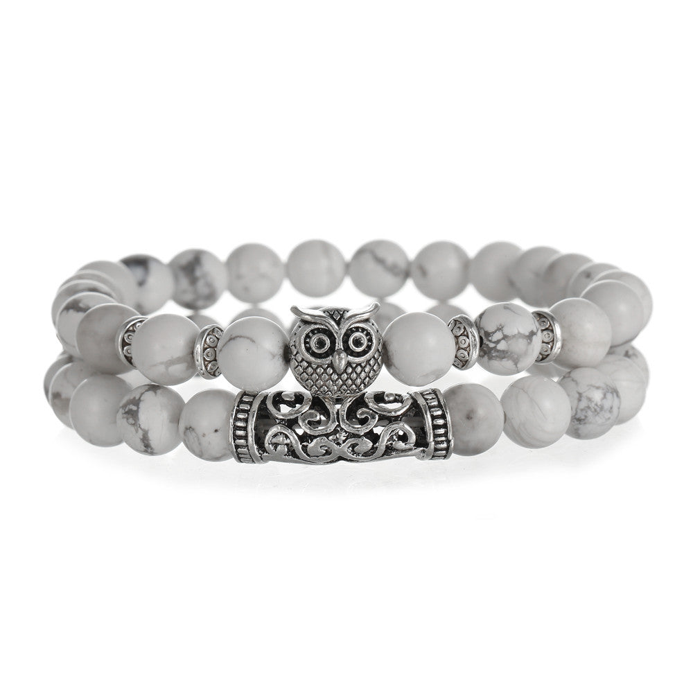 Animal Tiger's Eye Volcanic Stone Stretch Bracelet Set Unisex