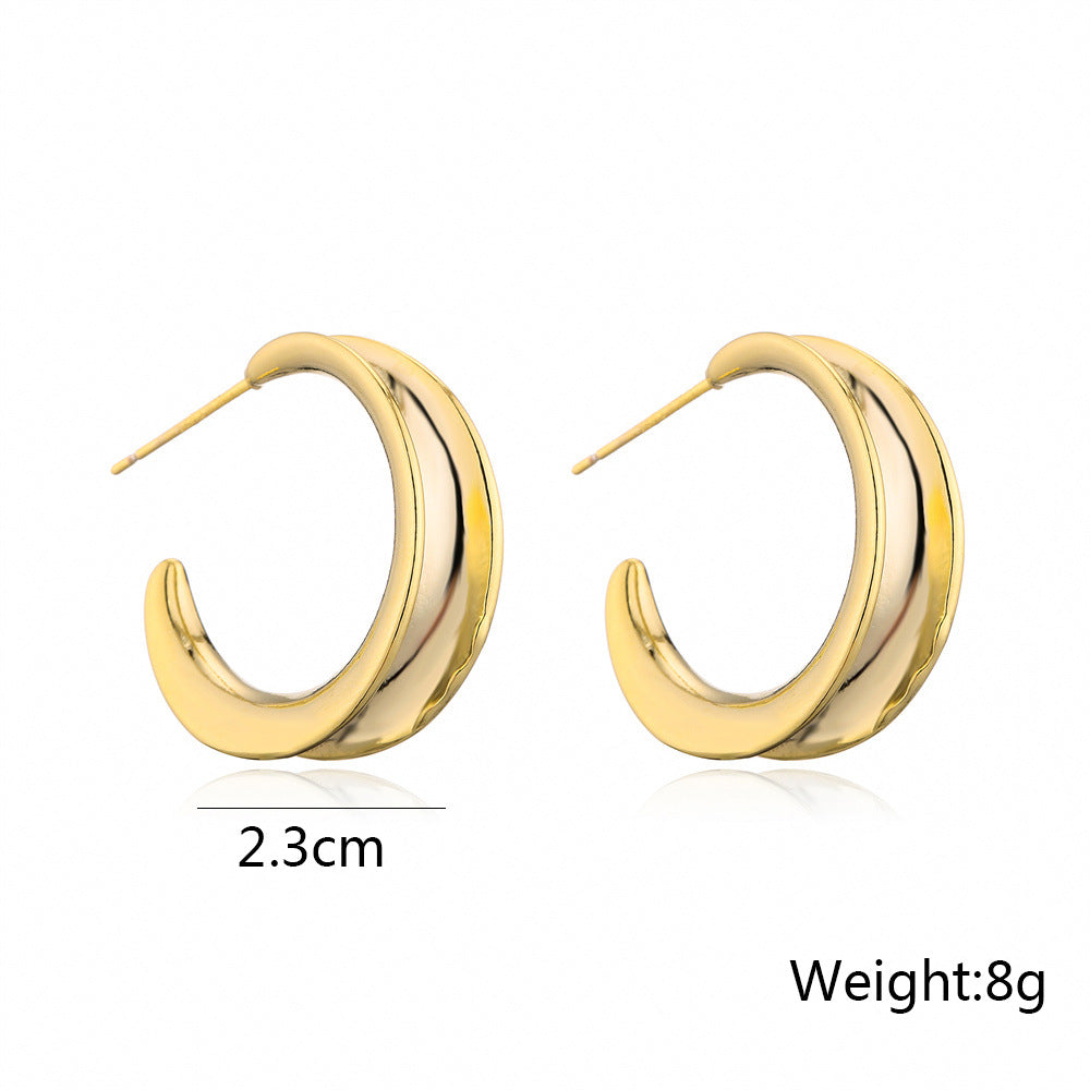 Orecchini geometrici minimalisti in rame con placcatura in oro 14K e perni in argento sterling 925 da donna