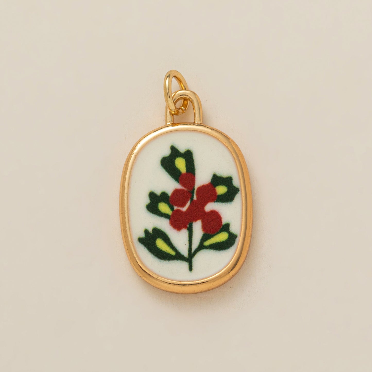 Minimalist Round Floral Brass Plated Shoe Charm Pendant
