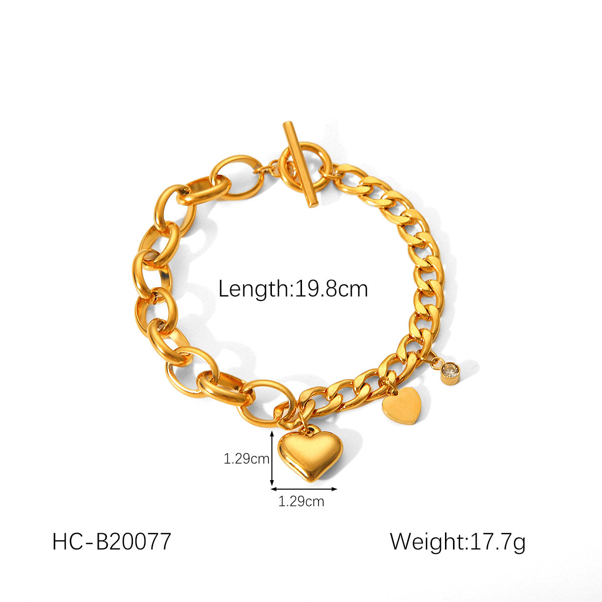 Bracciale da donna in acciaio inossidabile placcato oro 18 carati, stile alla moda, con catena a perline tonde geometriche