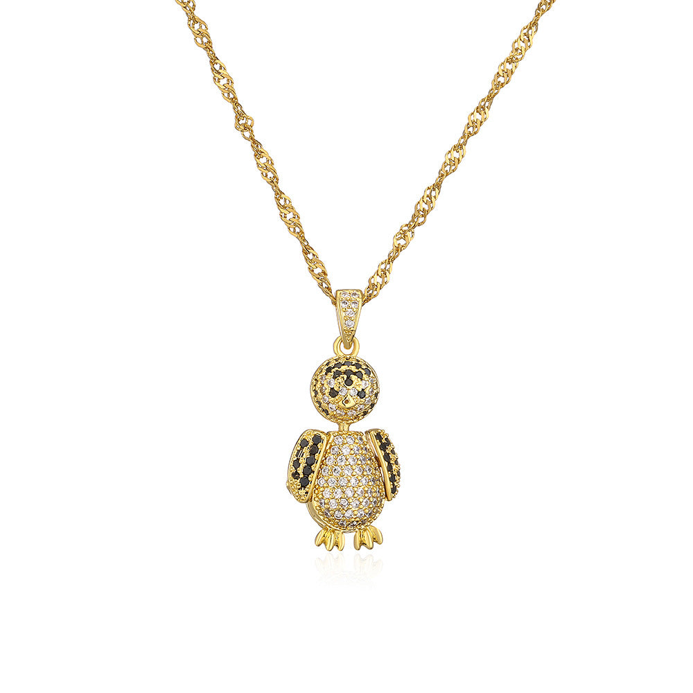 Minimalist Animal-Shaped Copper Pendant Necklace with Gold Plating and Zircon for Women
