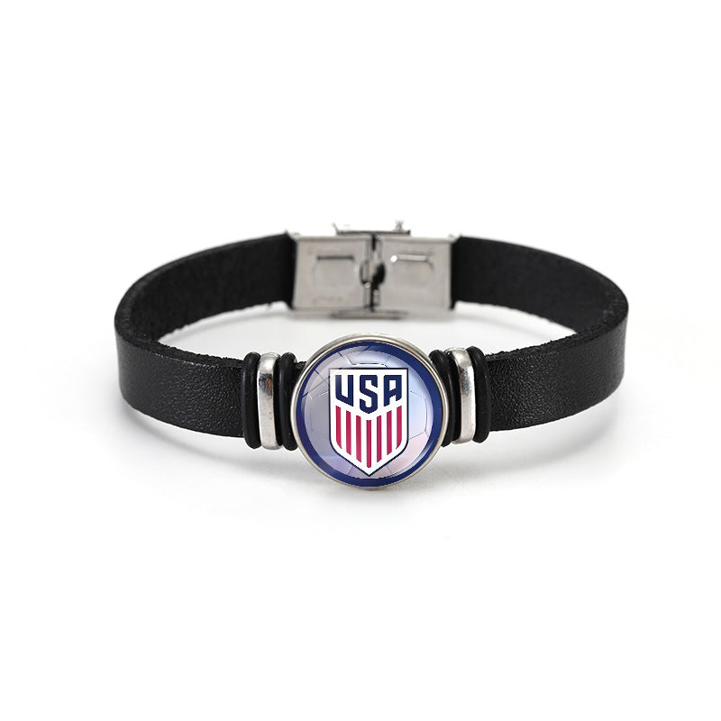 Geometric Plated Leather Bracelet Unisex Fashion Bangle