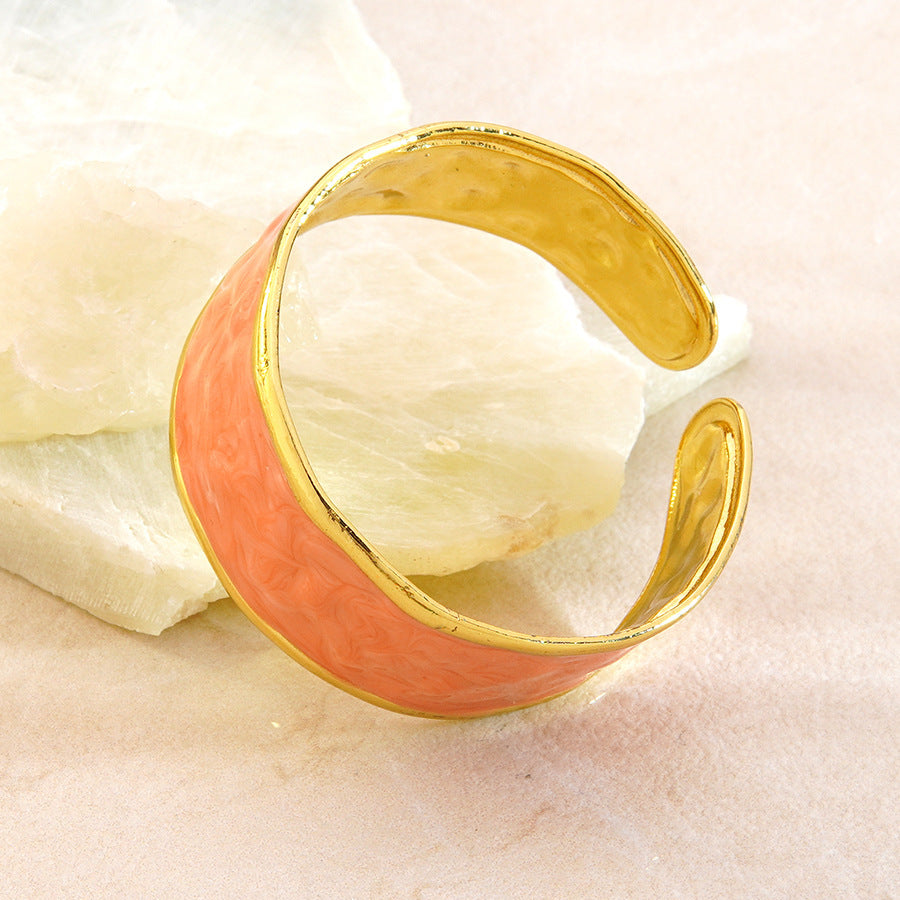 Casual Geometric Drip Oil Stainless Steel Open Cuff Bracelet