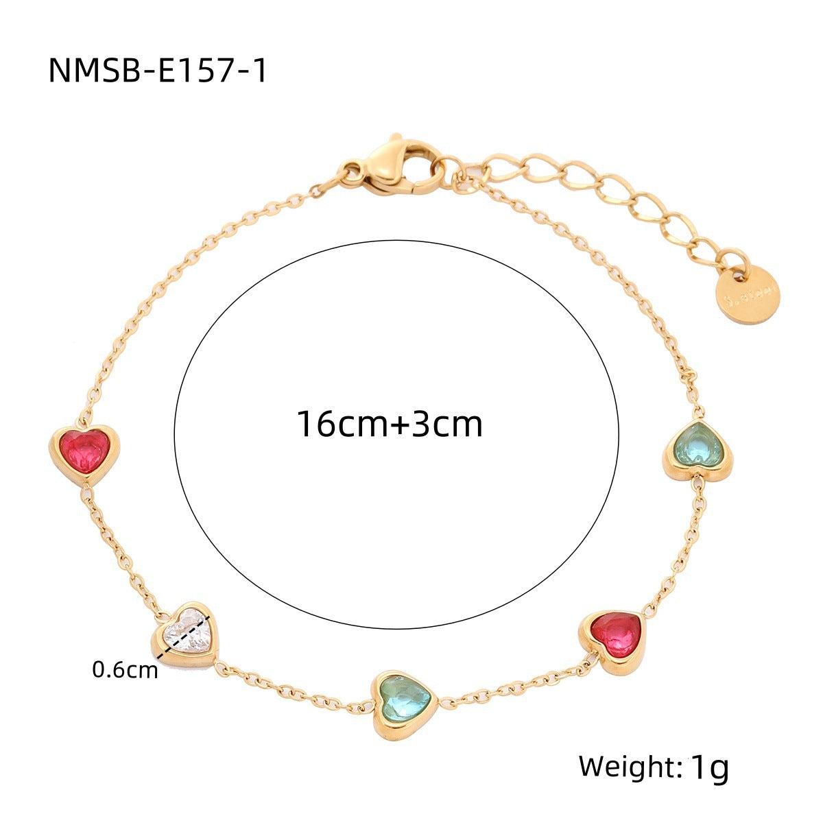 Fashionable Heart-Shaped Zirconia-Embellished Stainless Steel Bracelet for Women with Plated Finish Minimalist Luxury Style