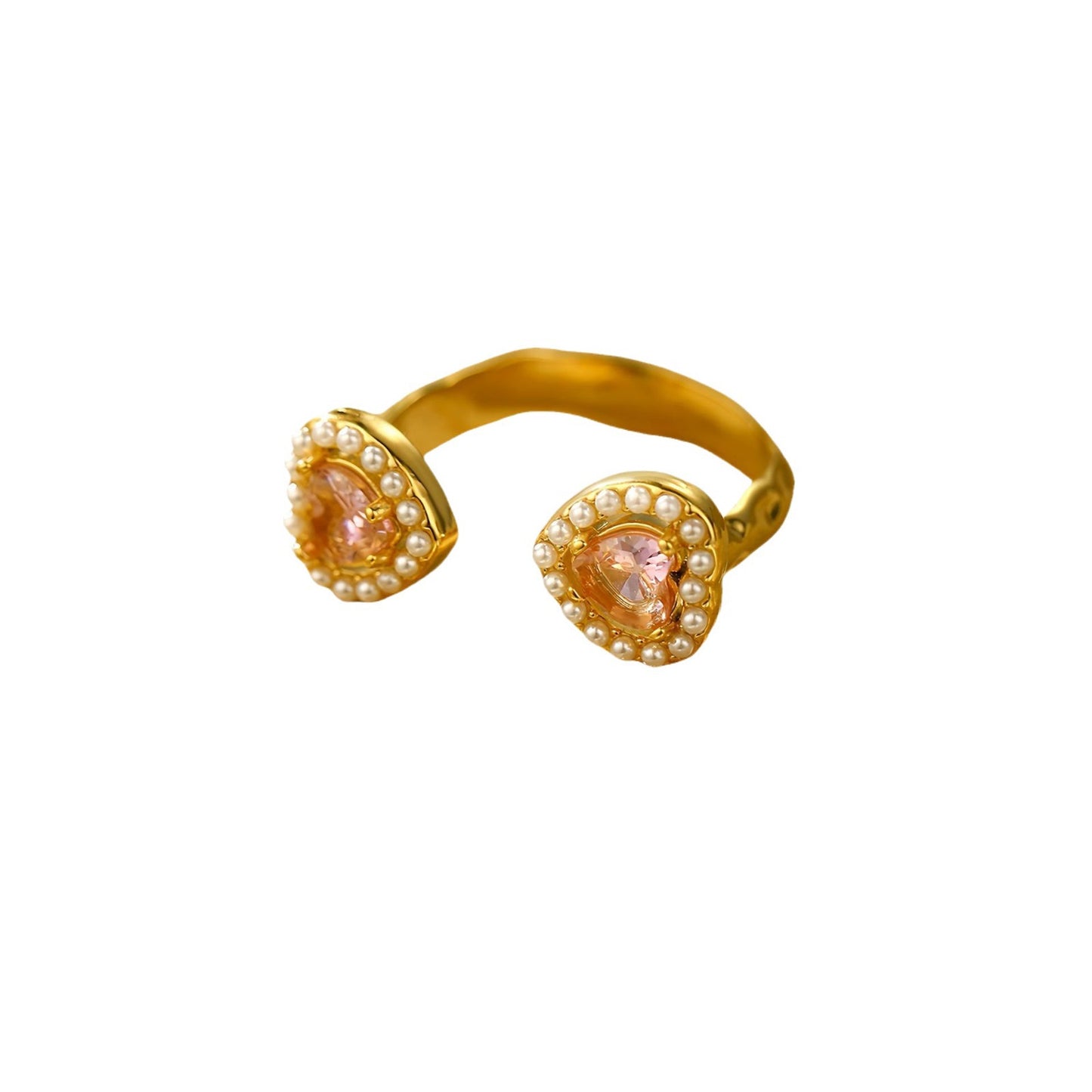 Anello Elegante Regolabile in Acciaio al Titanio Ispirato alla Francia per Donna con Forma a Cuore e Intarsio di Strass