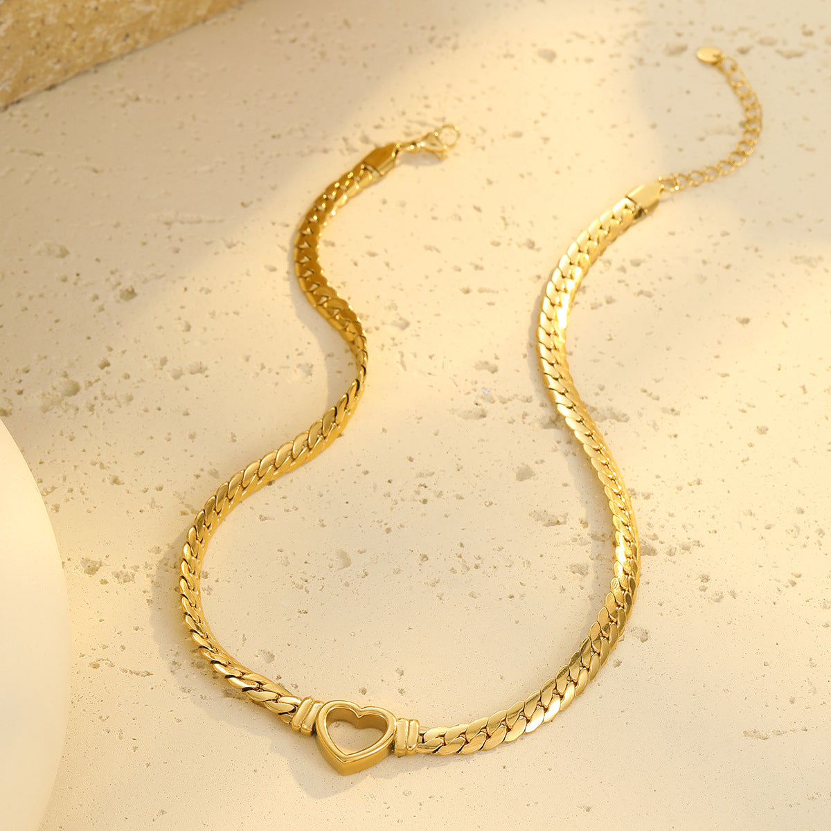 Minimalist Heart-Shaped Stainless Steel Plated Necklace with OT Clasp for Women