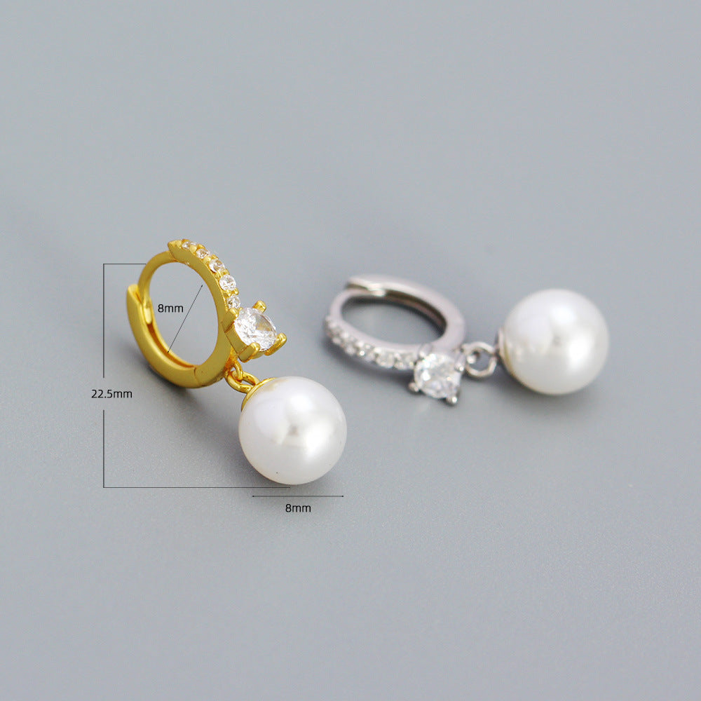 Orecchini a Cerchio Minimalisti Geometrici in Argento Sterling con Intarsio di Strass da Donna