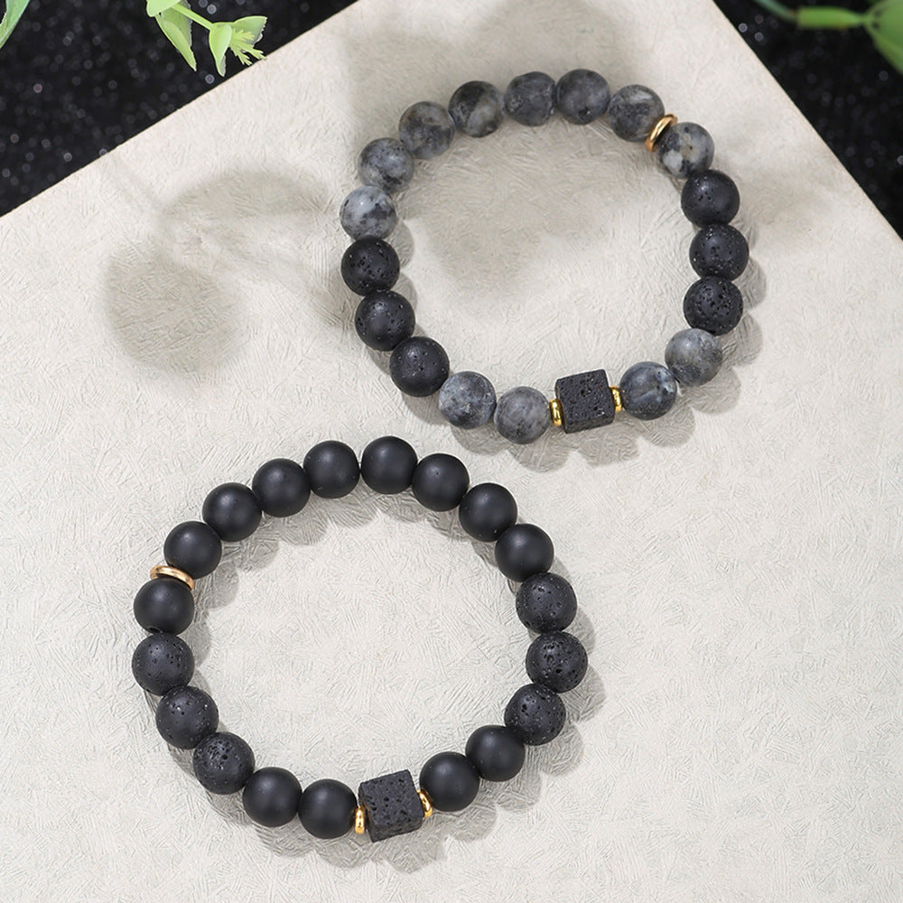 Hip-hop 10mm Square Matte Stone Bracelet for Men and Women