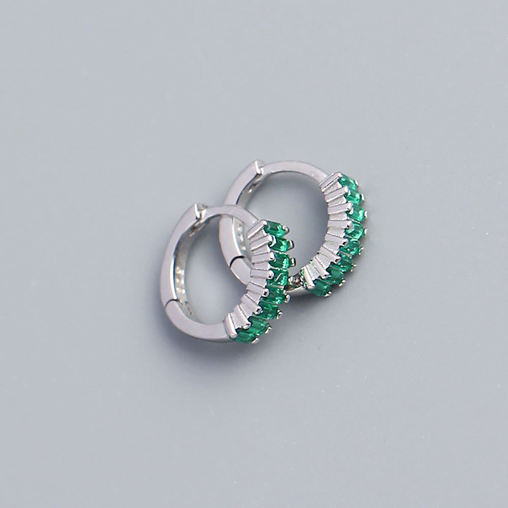 Pendientes de tuerca de plata esterlina 925 con incrustaciones geométricas de diamantes de imitación para hombres y mujeres unisex